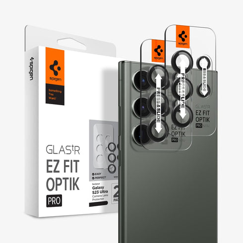 AGL05950 - Galaxy S23 Ultra EZ Fit Optik Pro Lens Protector in black showing the device
